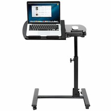 Mobile Rolling Laptop Desk Overbed Table Cart Hospital Bed Height Adjustable picture
