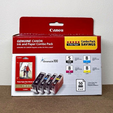 Canon Genuine PGI-5/CLI-8 Ink Combo Pack BK/CMY + Photo Paper Plus Glossy II picture