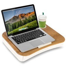LAPGEAR Cup Holder Lap Desk - White Oak Woodgrain, Fits 14” Laptops picture