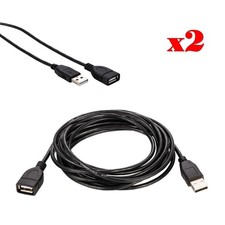 2-Pack - 10FT USB 2.0 Black Extension Cable AM-AF Data Transfer Wire EXT Cord picture