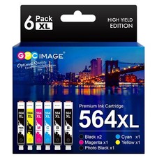 GPC Image 6 Pack Compatible HP 564XL Ink Cartridges Black Cyan Magenta Yellow picture
