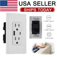 USB Outlet Type C + A Wall Charger 15 Amp TR Receptacle Plug Electrical Socket picture