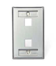 Leviton 43080-1L2 QUICKPORT Stainless Steel Wall Plate with ID Windows. 2-Port picture