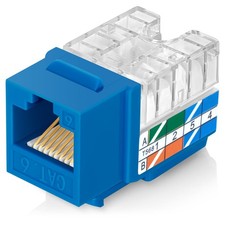 Everest 90 Degree RJ45 Cat6 Keystone Jacks Slim Profile 20-Pack Blue picture