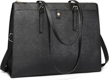 Leather Laptop Tote Bag for Women 15.6 Inch Computer Briefcase - Waterproof L... picture