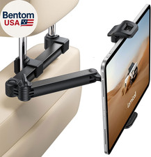 Car Headrest Tablet Holder - [Foldable Clip] [Lockable] Tablet Mount for Car Bac picture