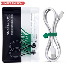 Reusable Silicone Magnetic Cable Ties Green 10 Pack Cord Organizer Flexible picture