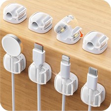 8 Pack Cable Clips Cord Organizer Desk Wire Management Holder White picture