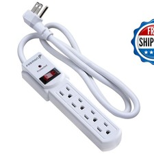 Fosmon 4 Outlet Surge Protector Power Strip 3Ft Short Extension Cord Flat Plug picture