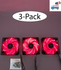 3-pack: NEW Enermax Twister 80mm x 25mm RED LED 3-pin PC Case Cooling Fan Cooler picture