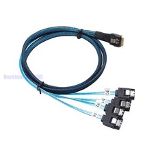 High Quality Internal SlimSAS SFF-8654 4i to 4 x SATA Breakout Forward Cable 1M picture