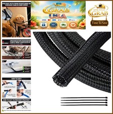 Braided Cable Sleeve 1/4 Inch 10 Feet Black PET Wire Loom Self Wrap Cord picture