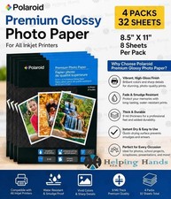 4 Packs of Polaroid Premium Glossy Photo Paper All Ink Jet Printers 8.5 