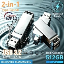 USB 3.2 Dual USB-C Flash Drive 128GB 256GB 512GB High Speed Metal picture