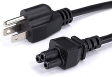 3 Prong AC Power Cord - NEMA 5-15P to C5 - 18 AWG - Mouse Ears - Black, 3 Feet picture