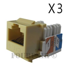 3x Pack Lot CAT6 Network RJ45 Port 110 Punch Down Keystone Snap-In Jack Ivory picture