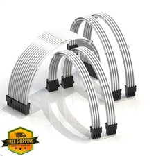 LINKUP - AVA 30cm PSU Cable Extension Sleeved Custom Mod GPU PC Braided w/Com... picture