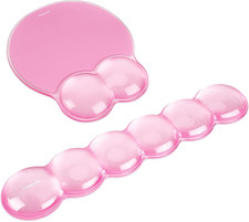 Ergonomic Transparent Cooling Gel Wrist Rest&Mouse Pad Set, Pink picture