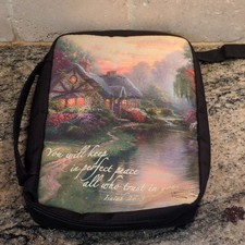 God's Gift Zippered Bible Case Thomas Kinkade Scenic Black Multicolor Book Cover picture