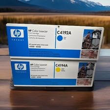 Lot of (2) HP Color LaserJet Print Cartridge Cyan + Yellow C4192A C4194A picture