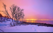 Landscape snow nature winter city lights Custom Gaming Mat Desk picture