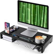 23 inch Bamboo Monitor Stand Riser with Storage Organizer Computer Laptop Stand picture