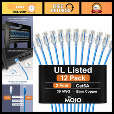 Ultra Slim Cat6A Ethernet Cable 2FT, 23AWG, 12-Pack, High-Speed Network Cable, B picture