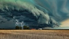 Landscape trees clouds field storm lightning long Custom Gaming Mat Desk picture