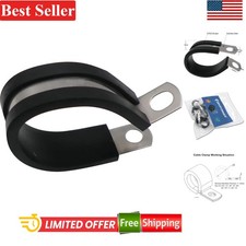 Cable Clamp 1 Inch Steel Rubber Cushioned Insulated Metal Tube Holder 12 Pack picture