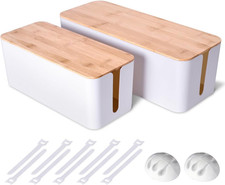 Caja Organizadora de Cables Paquete de 2 Estilo Madera para Ocultar Cables Hogar picture