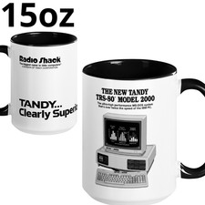 Vintage Tandy TRS-80 Model 2000 Radio Shack 15oz Ceramic Coffee Mug Retro Tech picture
