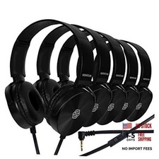 Sonitum Classroom Headphones-Bulk 10-Pack, Student On Ear Black With Microphone picture