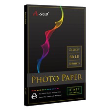 A-SUB Premium Photo Paper 11x17 Glossy 66 lb Waterproof Inkjet Printer 50PK 250g picture