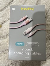 10ft USB-A to USB-C Braided Cable 2pk - heyday Bright Lilac Cosmetic Pink picture