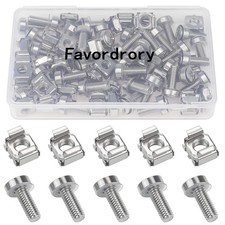 30 PCS M6x20mm Rack Mount Cage Nuts Screws Washers Server Cabinet Silver picture