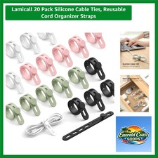 Versatile 20 Pack Silicone Cable Organizer Ties - Perfect for Home and Office picture