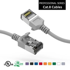 5 Pack of 5Ft CAT8 U/FTP Slim Ethernet Network Cable Gray 30AWG picture