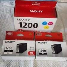 Canon PGI-1200XLBK W/PGI-1200BK W/CLI-1200 CMY Set Of 5 Genuine New Sealed picture