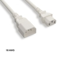 [10X] White 10ft 18AWG Color Power Cable IEC60320 C13 to IEC60320 C14 10A/250V picture