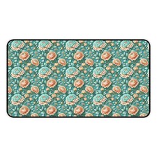 Teal Peony Desk Mat — Vintage Garden Mouse Pad Surface picture
