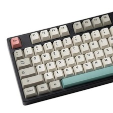 Retro 9009 Keycaps 148 Keys Beige Grey PBT DyeSub Set Pink Accents MX picture