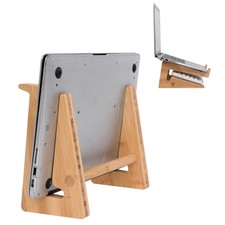 Bamboo Vertical Laptop Stand Desk Holder for MacBook Air Pro Dell HP 13-15.6... picture