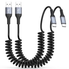 ZeniKon USB A to C Coiled Cable 3FT 2-Pack, C 3FT-2Pack, Grey picture