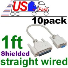 Lot10pk 1ft short DB9pin Female~DB25 Male Straight RS232 Serial/Modem Cable/Cord picture