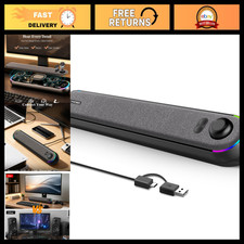 USB Powered SoundBar Speakers for Home Office, Bluetooth 5.3, Hi-Fi Stereo, RGB picture