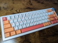 Custom modded mechanical keyboard GMK67 65% orange white thocky hot-swap RGB picture