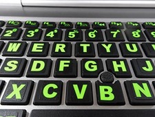 Keyboard Stickers 194 piece Set with Large Glowing Yellow Fluorescent Color picture