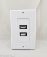 1x Premium Dual 2 Port USB 2.0 Wall Face Plate Panel Socket Charger Outlet Power picture