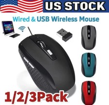 Wired/Wireless Optical Mouse Mice2.4GHz USB Receiver For Laptop Computer DPI Lot picture