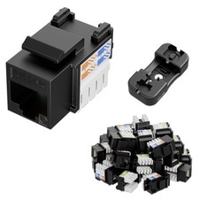 25 PCS 10Gbps Cat6 RJ45 Keystone Jack PunchDown Stand UTP Modular Black picture